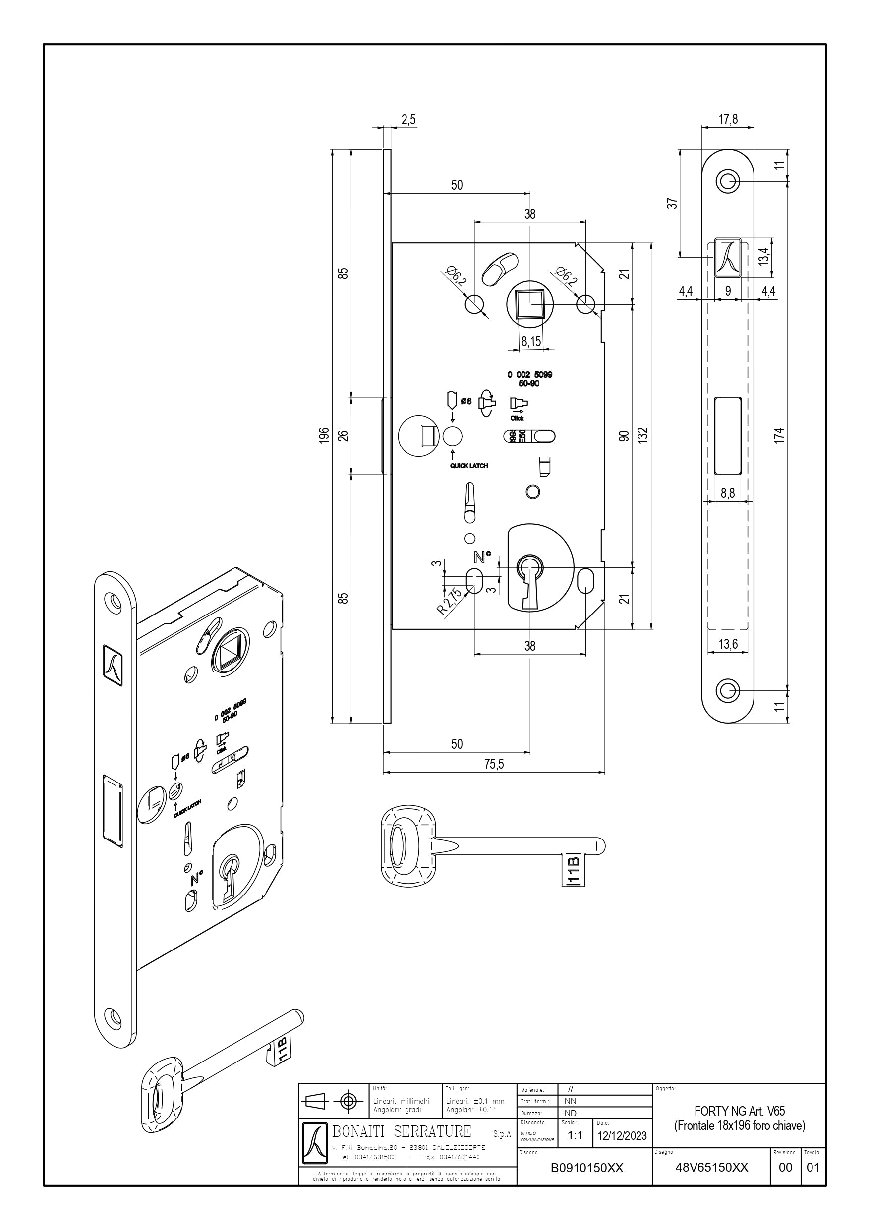 SERRATURA BONAITI B-MAG DM3 PIU'DISPOSITIVO MAGNETICO B-MAG DM1