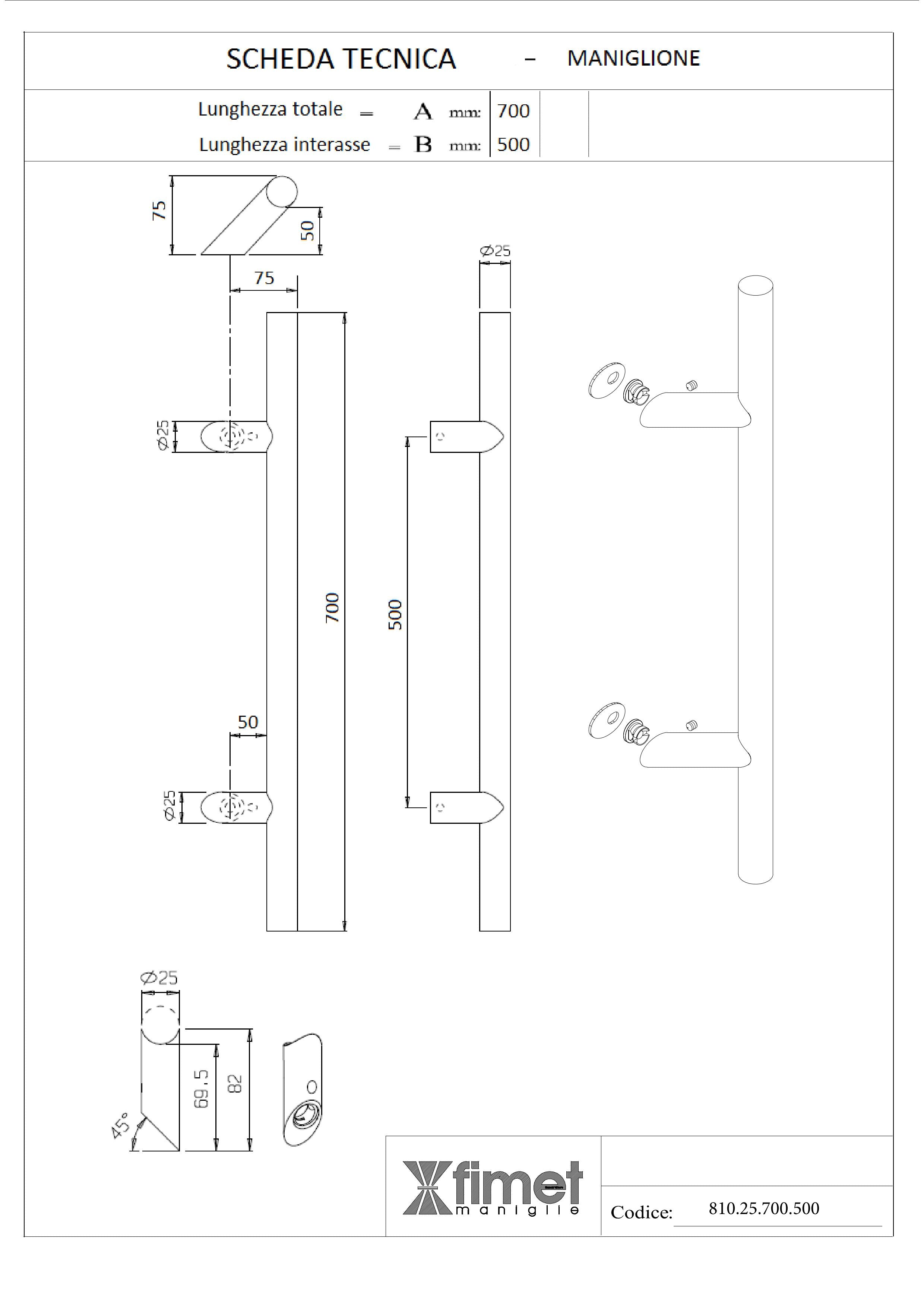MANIGLIONE ARIZONA IN ACCIAIO INOX SATINATO  NERO CODICE 810FNO