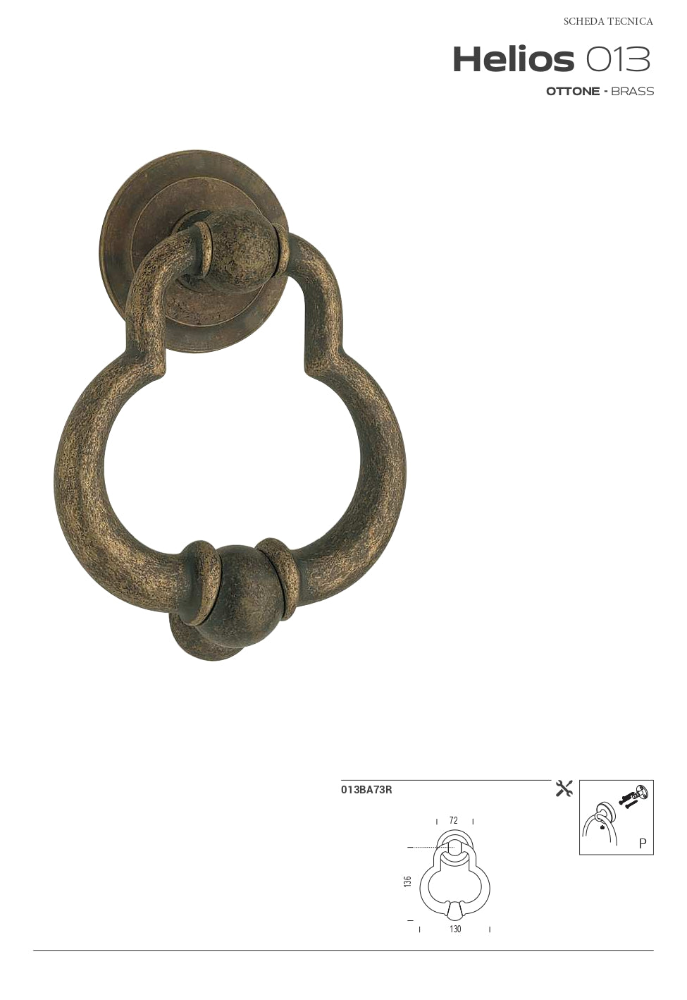 BATTENTE HELIOS IN OTTONE ANTICHIZZATO CODICE  13BA73RXXBQ