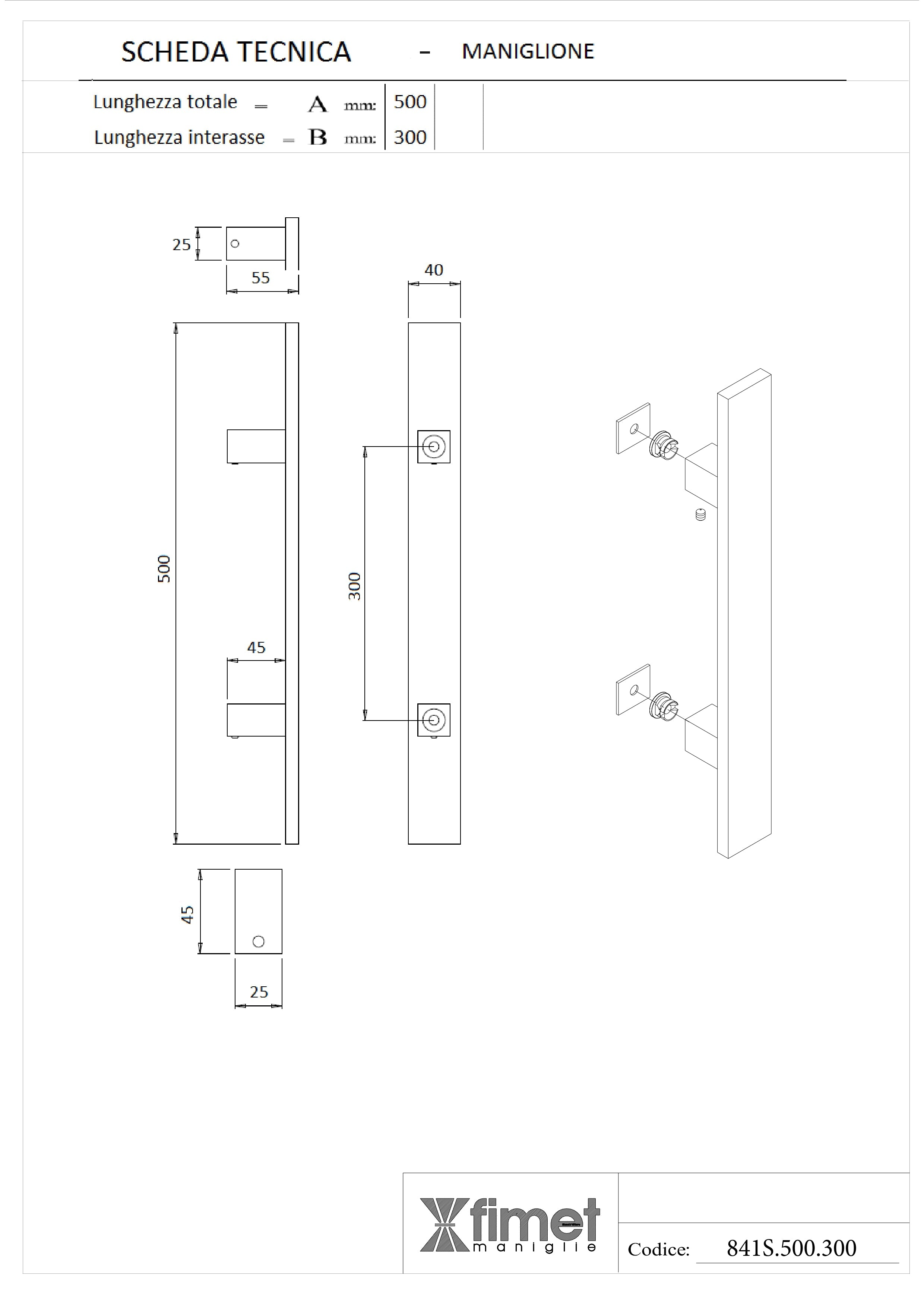 MANIGLIONE COLORADO IN ACCIAIO INOX SATINATO NERO CODICE 841SFN0