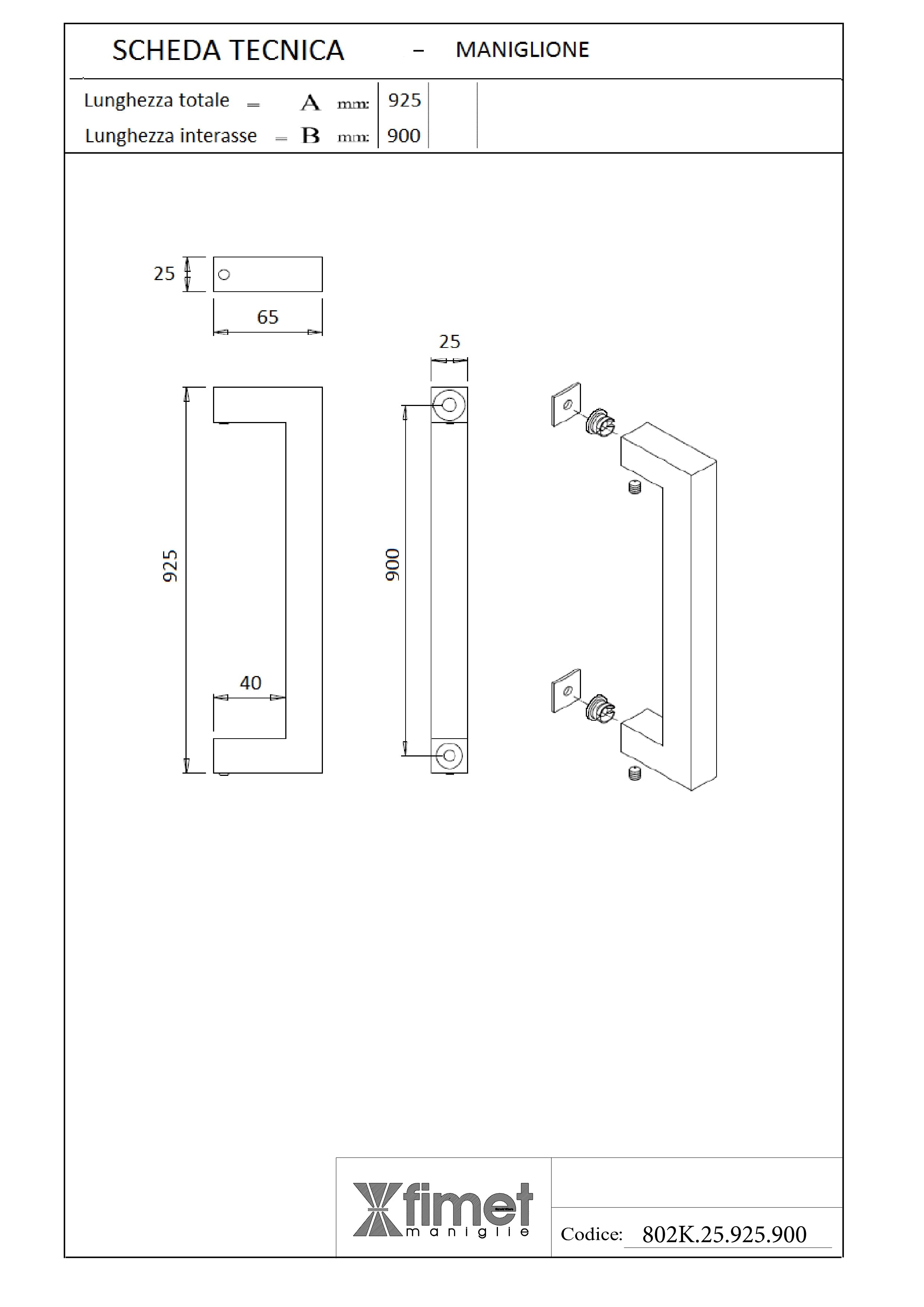 MANIGLIONE GEORGIA IN ACCIAIO INOX SATINATO CODICE 802K25.925