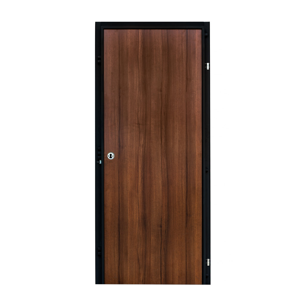 PORTA BLINDATA CON PANNELLO ESTERNO IN  MELANINICO COLORE NOCE