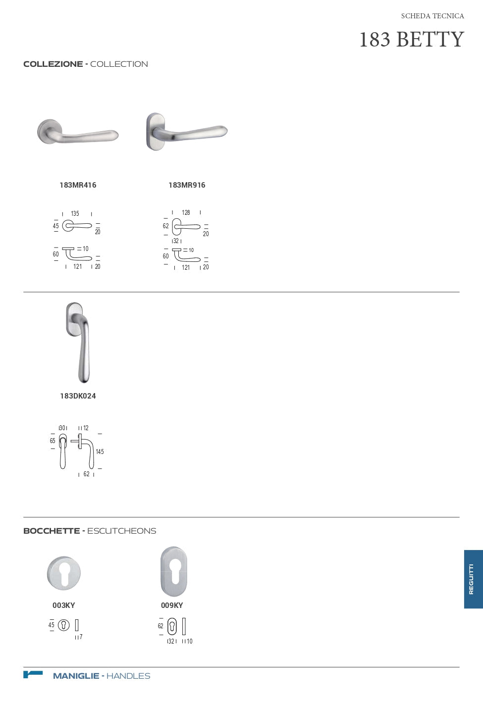 MANIGLIA BETTY IN OTTONE LUCIDO VERNICIATO CODICE  183MR4163502ZLA