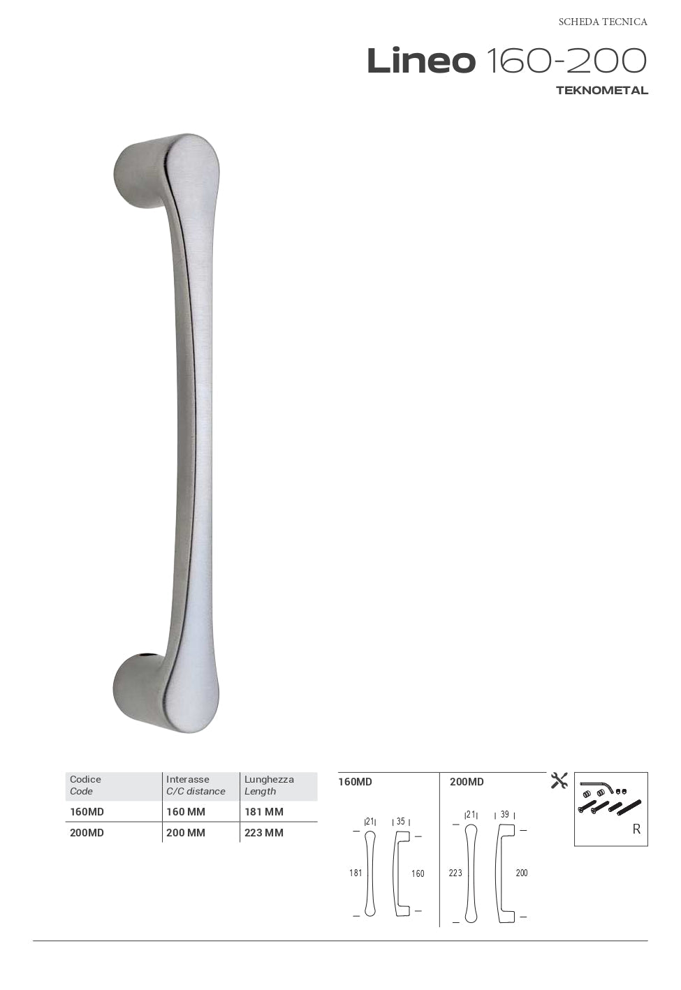 MANIGLIONE LINEO IN OTTONE BRONZO GRAFFIATO CODICE 200MDXXXXX08XXB