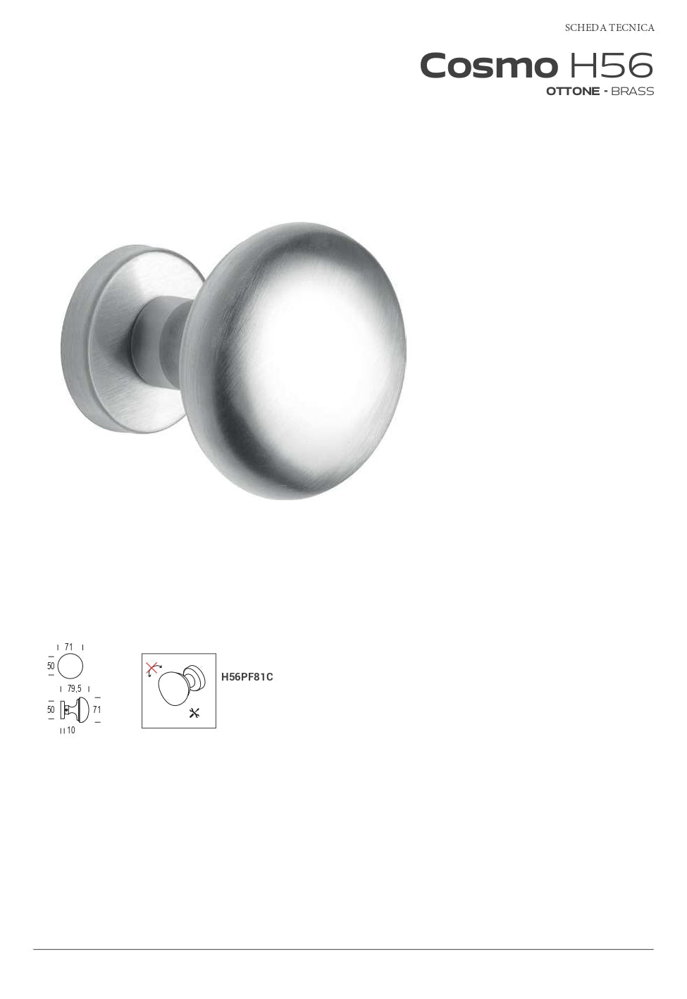 POMOLO COSMO IN OTTONE SATINATO CROMATO CODICE  H56PF81CXX15